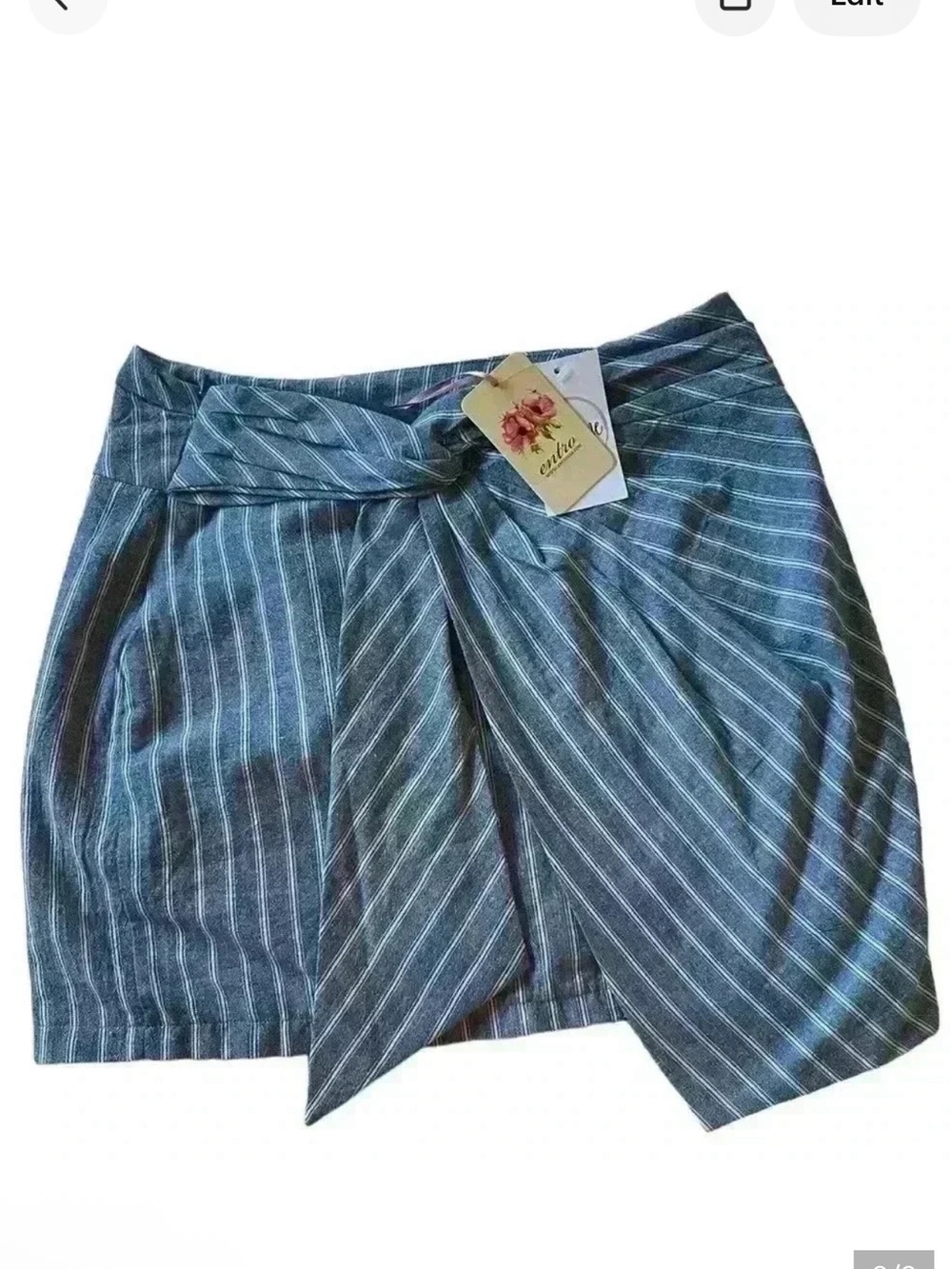 Entro Wrap Mini Skirt Blue & White Size Large